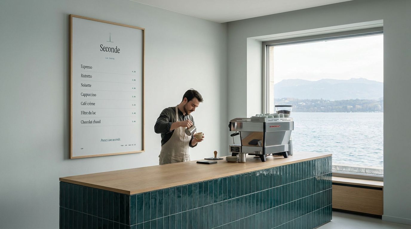 The bar, by the window.