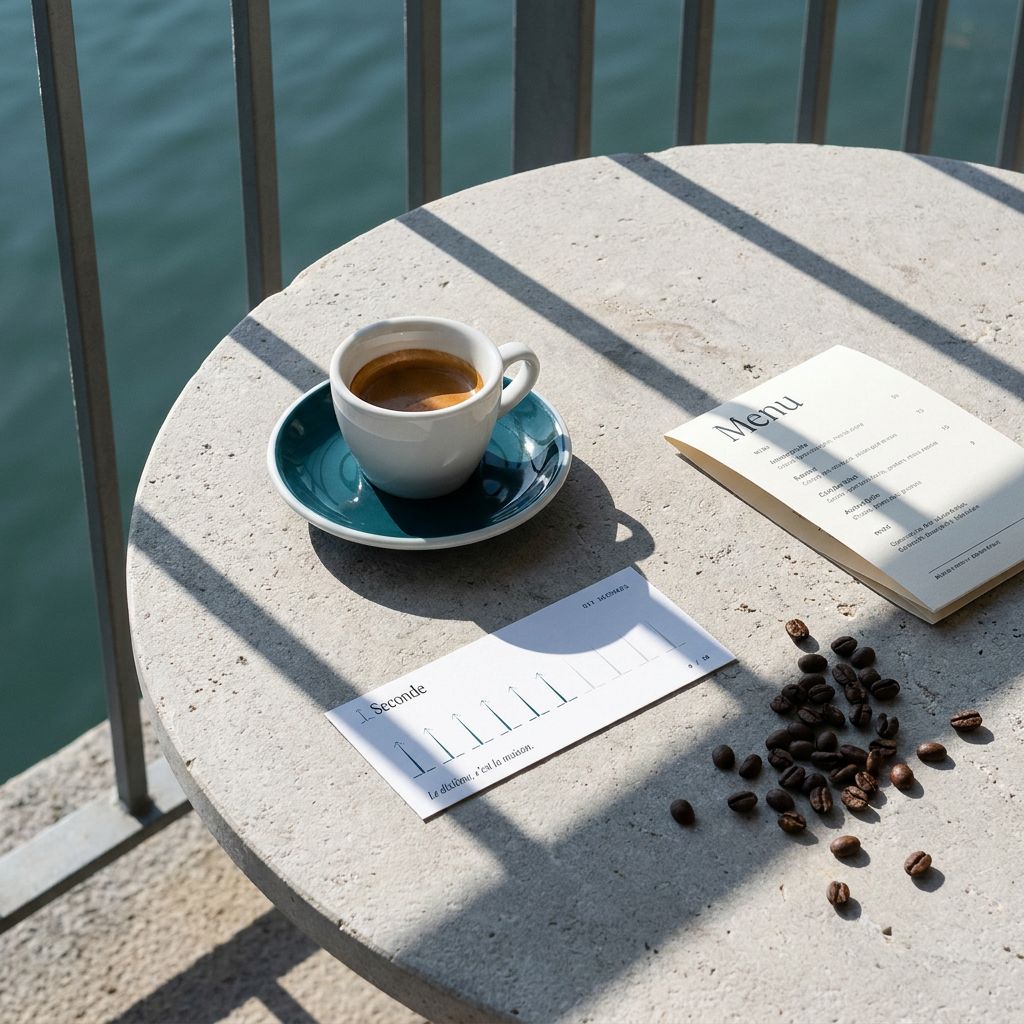 Morning, by the railing.